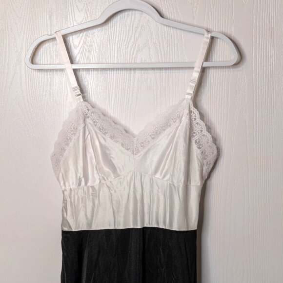 Vintage Black and White Slip Dress Lingerie Nightgown -  Size 34 - 100% Cotton - Picture 2 of 7